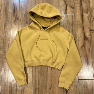 Alphalete Cropped Hoodie Sweatshirt Mustard Yellow size Medium